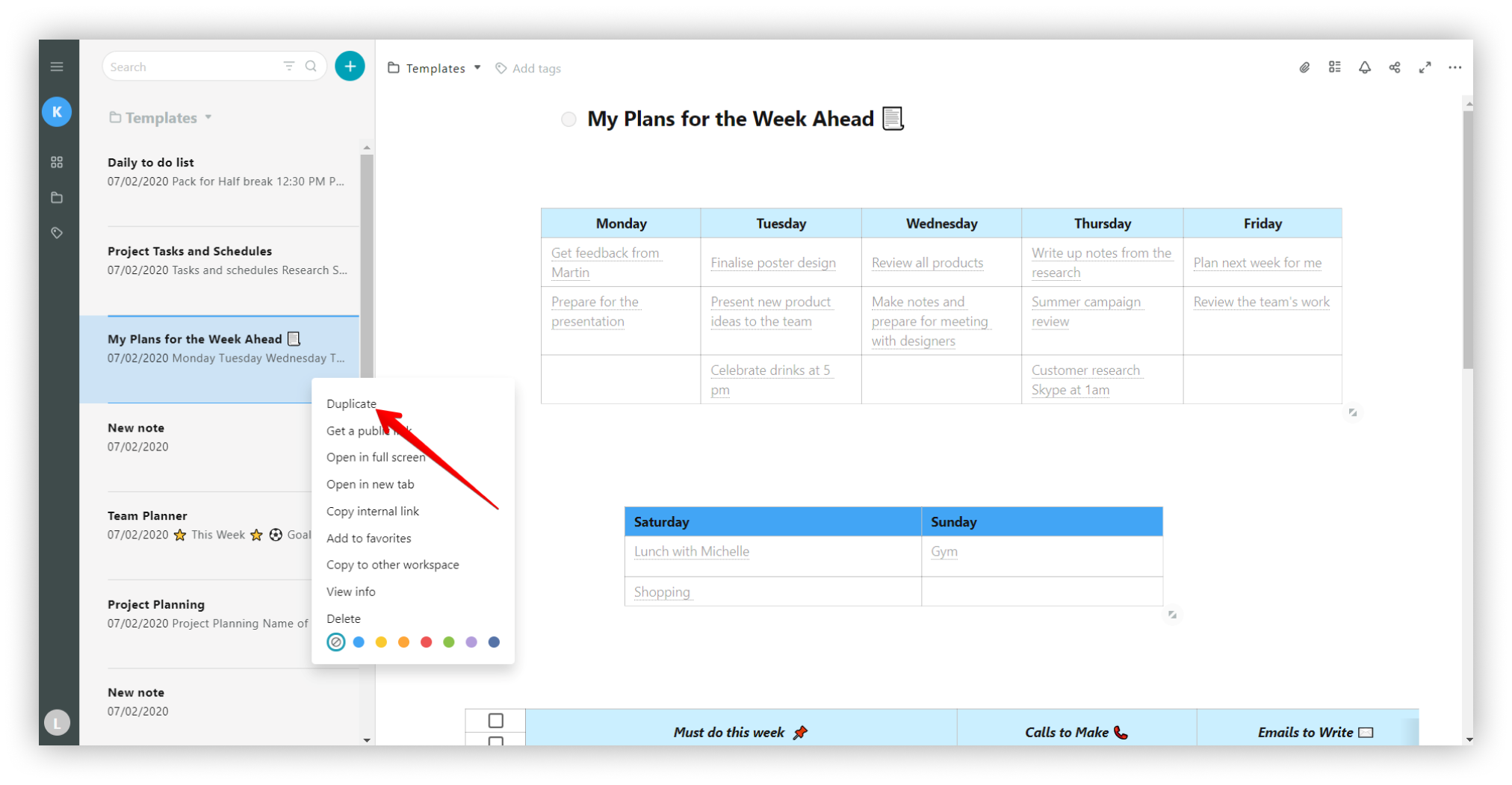 How to duplicate templates and tables FuseBase